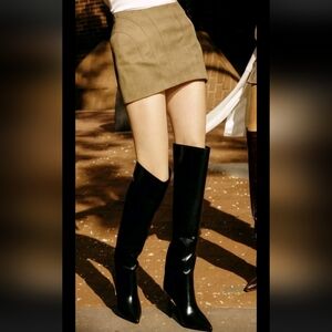 Larroudé Kate Hi Boot Soft Calf Skin Leather Boot Black US 6 Handmade Brazil NIB